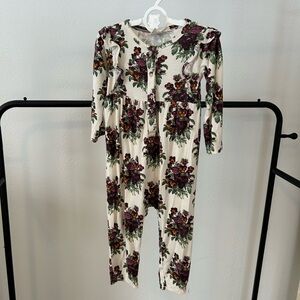 Kate Quinn Bamboo Cream and Purple Floral Jumpsuit 2T